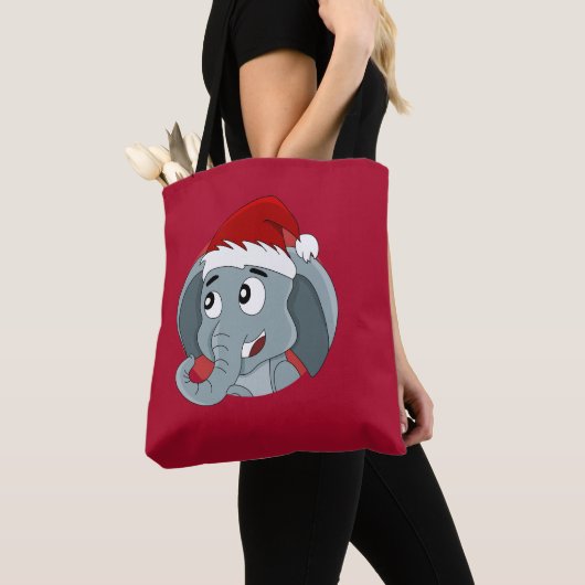 Kerstolifant cartoon Canvas tas (Dichtbij)