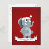 Kerstolifant cartoon feestdagenkaart (Voorkant / Achterkant)