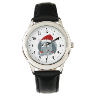 Kerstolifant cartoon horloge