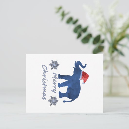 kerstolifant feestdagenkaart (Staand voorkant)