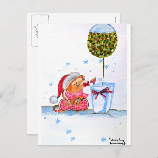 kerstolifant feestdagenkaart (Voorkant / Achterkant)