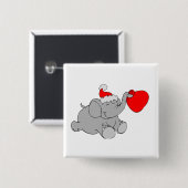 Kerstolifant Heart Vierkante Button 5,1 Cm (Voorkant /achterkant)