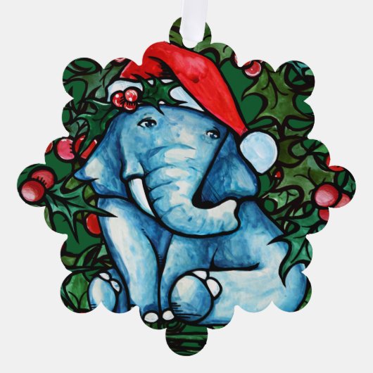 Kerstolifant Holly Ornament Kaart (Voorkant)