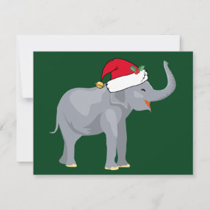 Kerstolifant in Cute Santa Claus Pet Green Feestdagenkaart