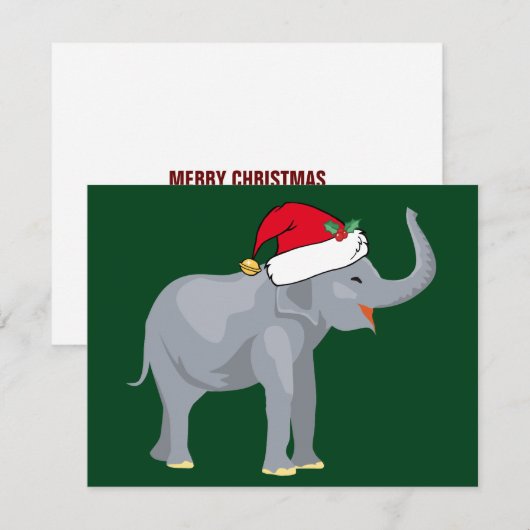 Kerstolifant in Cute Santa Claus Pet Green Feestdagenkaart (Voorkant / Achterkant)