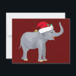 Kerstolifant in Cute Santa Claus Pet Red Feestdagenkaart<br><div class="desc">Vakantiesdieren zijn mijn favoriete deel van Kerstmis. Een  olifant die een rode kerstman draagt en er gelukkig uitziet. Dit vult me met de kerstsfeer. Pas dit cadeau aan met de naam van de cadeauontvanger voor een mooi aangepast kerstcadeau.</div>