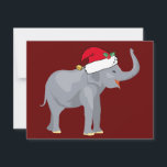 Kerstolifant in Cute Santa Claus Pet Red Feestdagenkaart<br><div class="desc">Vakantiesdieren zijn mijn favoriete deel van Kerstmis. Een  olifant die een rode kerstman draagt en er gelukkig uitziet. Dit vult me met de kerstsfeer. Pas dit cadeau aan met de naam van de cadeauontvanger voor een mooi aangepast kerstcadeau.</div>