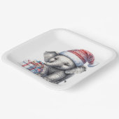 Kerstolifant met kerstcadeaus papieren bordje (Gebogen)