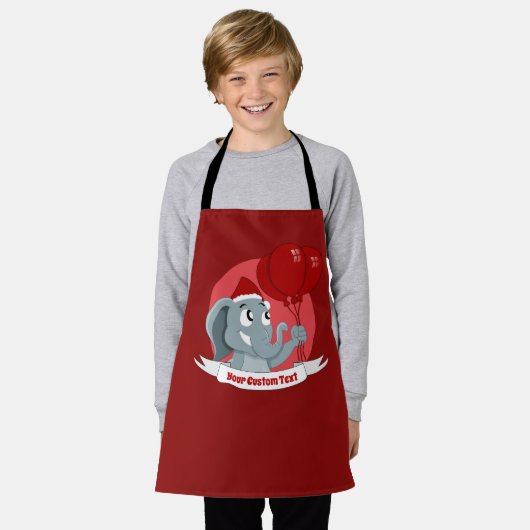 Kerstolifant met rode ballonnen schort (Gedragen)