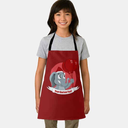 Kerstolifant met rode ballonnen schort (Insitu)