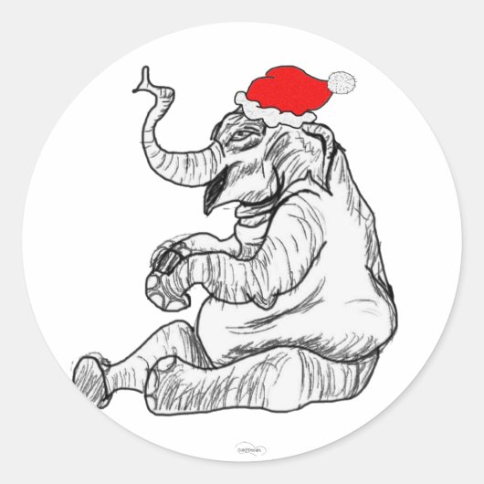kerstolifant ronde sticker (Voorkant)