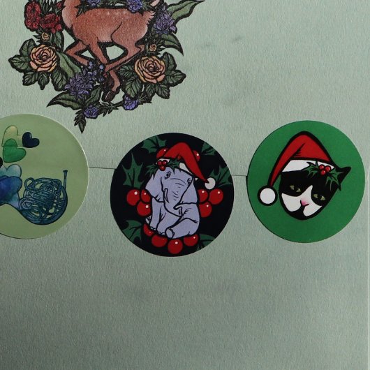 kerstolifant ronde sticker