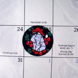 kerstolifant ronde sticker