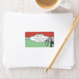 Kerstolifant Zig Zag Pattern Return Address Etiket
