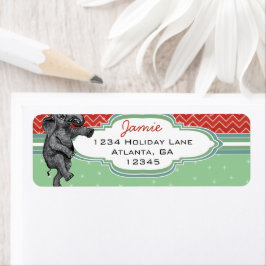 Kerstolifant Zig Zag Pattern Return Address Etiket