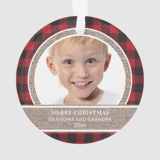 Kerstoma Grandpa Red Black Buffalo Pset Ornament (achterkant)