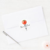 Kerstomaat op een vork ronde sticker (Envelop)