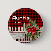 Kerstomheining Buffalo Plaid Tante-in-spe Ronde Button 5,7 Cm (Voorkant)