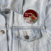 Kerstomheining Buffalo Plaid Tante-in-spe Ronde Button 5,7 Cm (In situ)