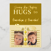 Kerstomhelzingen Grootouders foto's toevoegen goud Folie Feestdagenkaart (Voorkant)