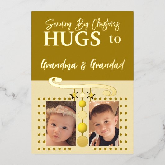 Kerstomhelzingen Grootouders foto's toevoegen goud Folie Feestdagenkaart (Voorkant)