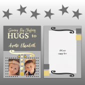 Kerstomhelzingen tante foto's goud grijs folie feestdagenkaart