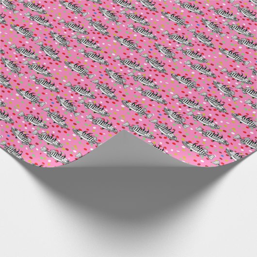 kerstomhulsel met roze vis cadeaupapier (Hoek)