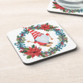 kerstOnderzetter met Gnome en Wreath Bier Onderzetter (Linkerzijde)
