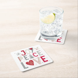 KerstOnderzetter met vreugdeliefde, typografie Kartonnen Onderzetters