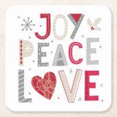 KerstOnderzetter met vreugdeliefde, typografie Kartonnen Onderzetters (Voorkant)