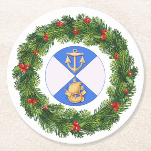 kerstOnderzetter Ronde Kartonnen Onderzetter (Voorkant)