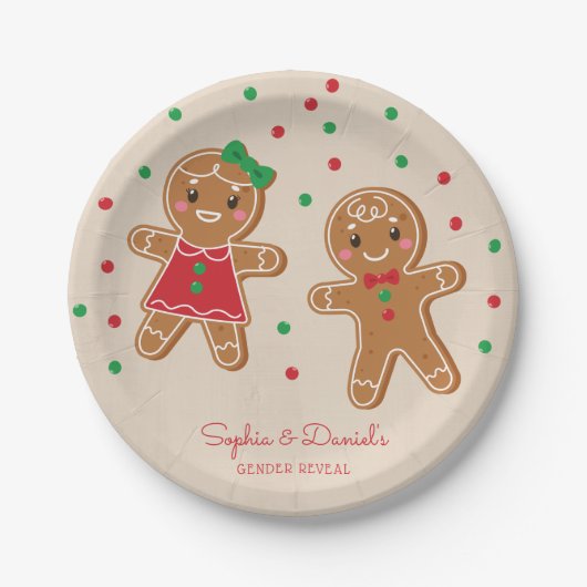 Kerstontbijt Geslacht Kunststof Bord onthullen (Voorkant)