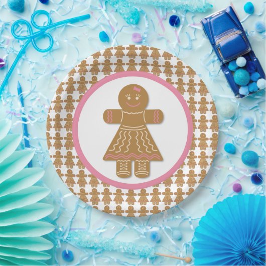 Kerstontbijt Meisje Wit en Roze Papieren Bordje (Feest)