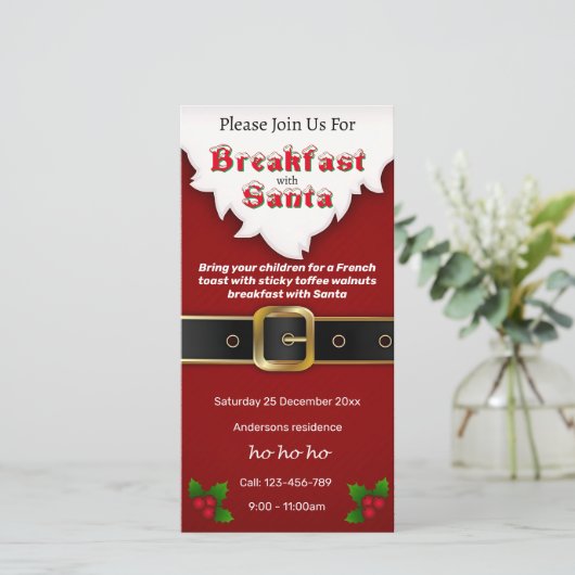 Kerstontbijt met Santa Invitation (Staand voorkant)