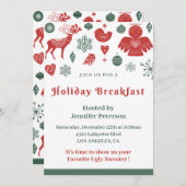 Kerstontbijt Mooi Noords Patroon Groen Kaart (Voorkant / Achterkant)