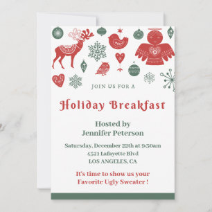 Kerstontbijt Mooi Noords Patroon Groen Kaart