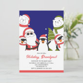 Kerstontbijt Uitnodiging Coole Santa Beer (Staand voorkant)