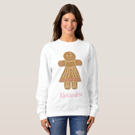 Kerstontbijtbrood Meisroze Voeg Jouw naam toe Trui (Voorkant volledig)