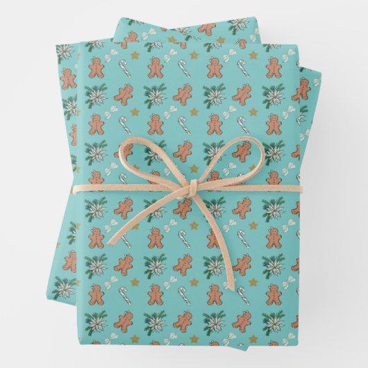 kerstontbijtkoek, bogen en snoeprietjes inpakpapier vel (In situ)