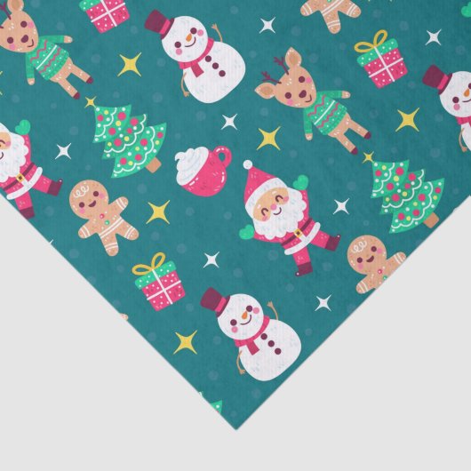 kerstontbijtkoek, cacao, rendier en kerstman tissuepapier (Detail)