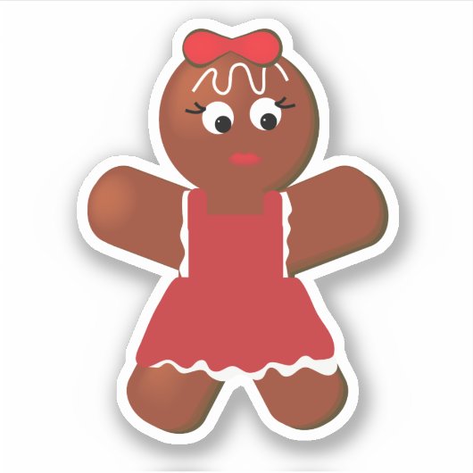 kerstontbijtkoek Cute Girl Cookie Vinyl Sticker (Voorkant)