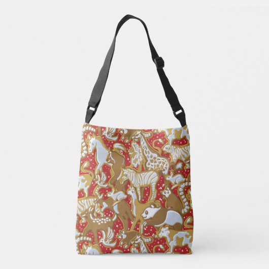 kerstontbijtkoek Dierparade Crossbody Tas (Achterkant)