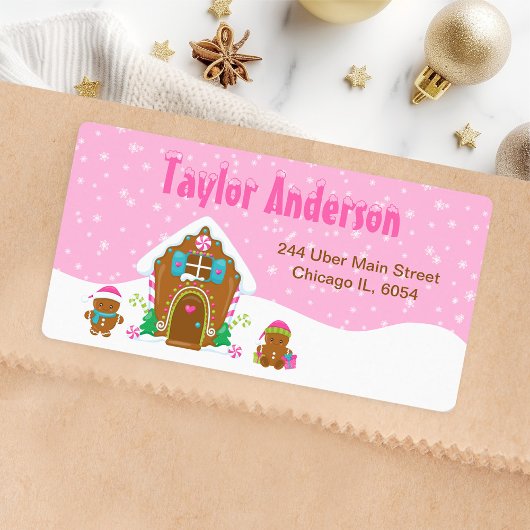 Kerstontbijtkoek, helder roze etiket