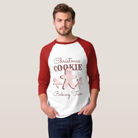 kerstontbijtkoek Koekroze bakteam T-shirt (Voorkant volledig)