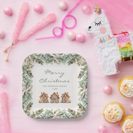 kerstontbijtkoek papieren bordje (Feest)