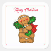 kerstontbijtkoek Personen Vierkante Sticker (Voorkant)