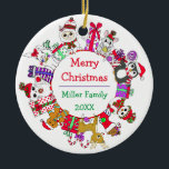 kerstontbijtkoek, Snowman, Katten, Elf Keramisch Ornament<br><div class="desc">Kute kerstcartoons van ontbijtkoek voor mannen,  katten,  sneeuwpoppen,  geschenken,  muizen,  lama's en rendierfamilies en jaarlijkse gepersonaliseerde kerstversiering.</div>