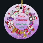 kerstontbijtkoek, Snowman, Katten, Elf Keramisch Ornament<br><div class="desc">Kute kerstcartoons van ontbijtkoek voor mannen,  katten,  sneeuwpoppen,  geschenken,  muizen,  lama's en rendierfamilies en jaarlijkse gepersonaliseerde kerstversiering.</div>