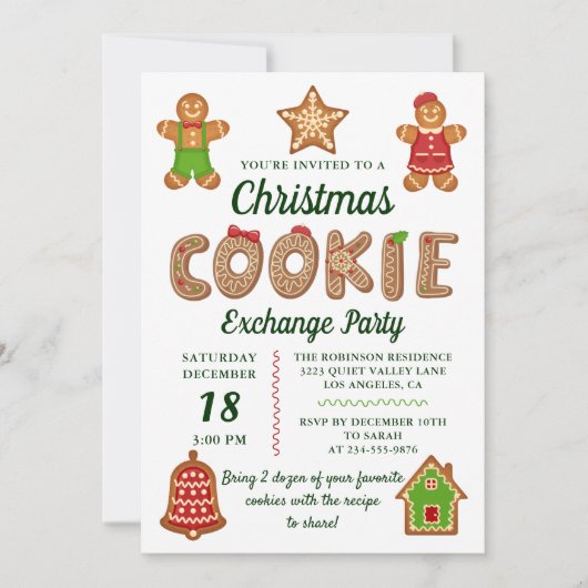 Kerstontbijtkoekje Koekjesuitwisseling Kaart (Voorkant)