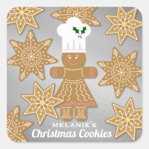 kerstontbijtkoekjes Aangepaste cadeautjes Vierkante Sticker